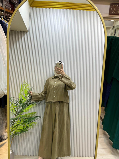 Meri Store Vizon İkili Takım – Gömlek & Etek | Cemseyf